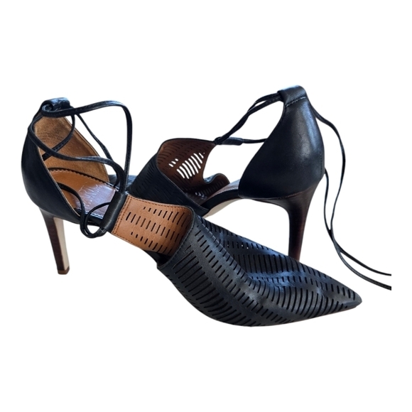 Franco Sarto Heels Krista Women Sz 8M Black Covered Pointed Too Stiletto… - Picture 1 of 15